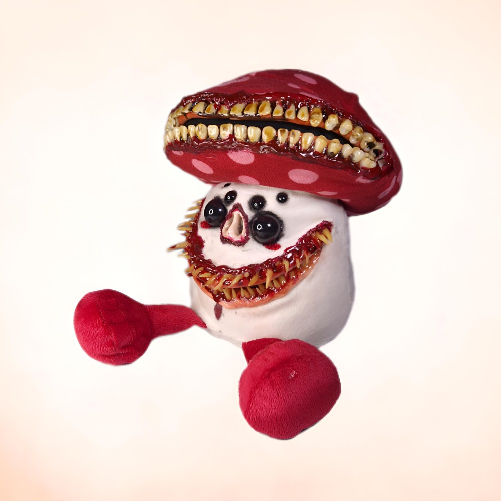 Saritasangerart - Horror handmade mushroom Peluche - Rouge
